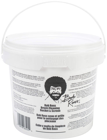 Bob Ross Cleaning Bucket with white lid enables spill-free transport during painting sessions.