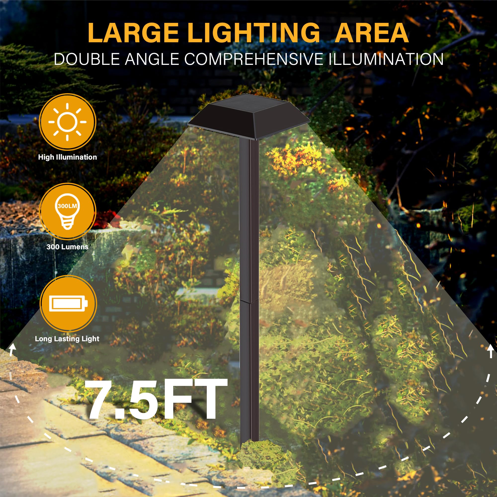 Bobcat Lighting extendable stake height option shown for path light placement