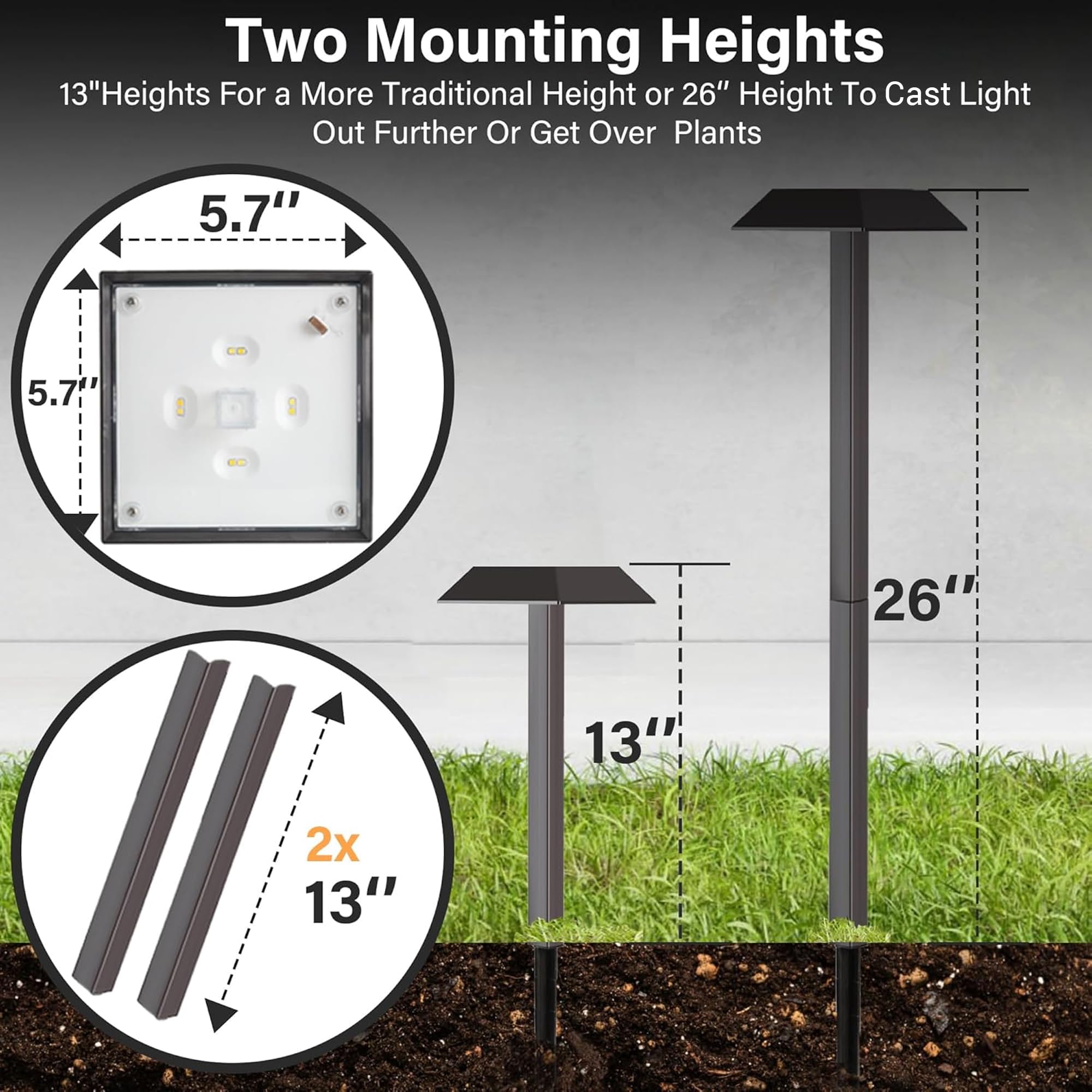Bobcat Lighting solar path light in warm white mode along a stone sidewalk