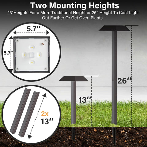 Bobcat Lighting solar path light in warm white mode along a stone sidewalk
