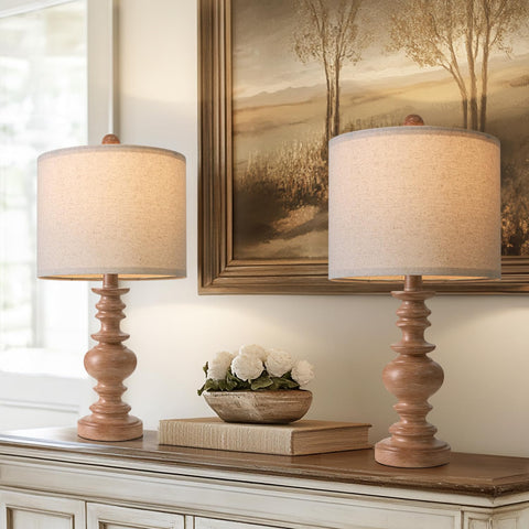 BOBOMOMO 20in rustic bedside lamp base with warm finish for cozy nightstands.