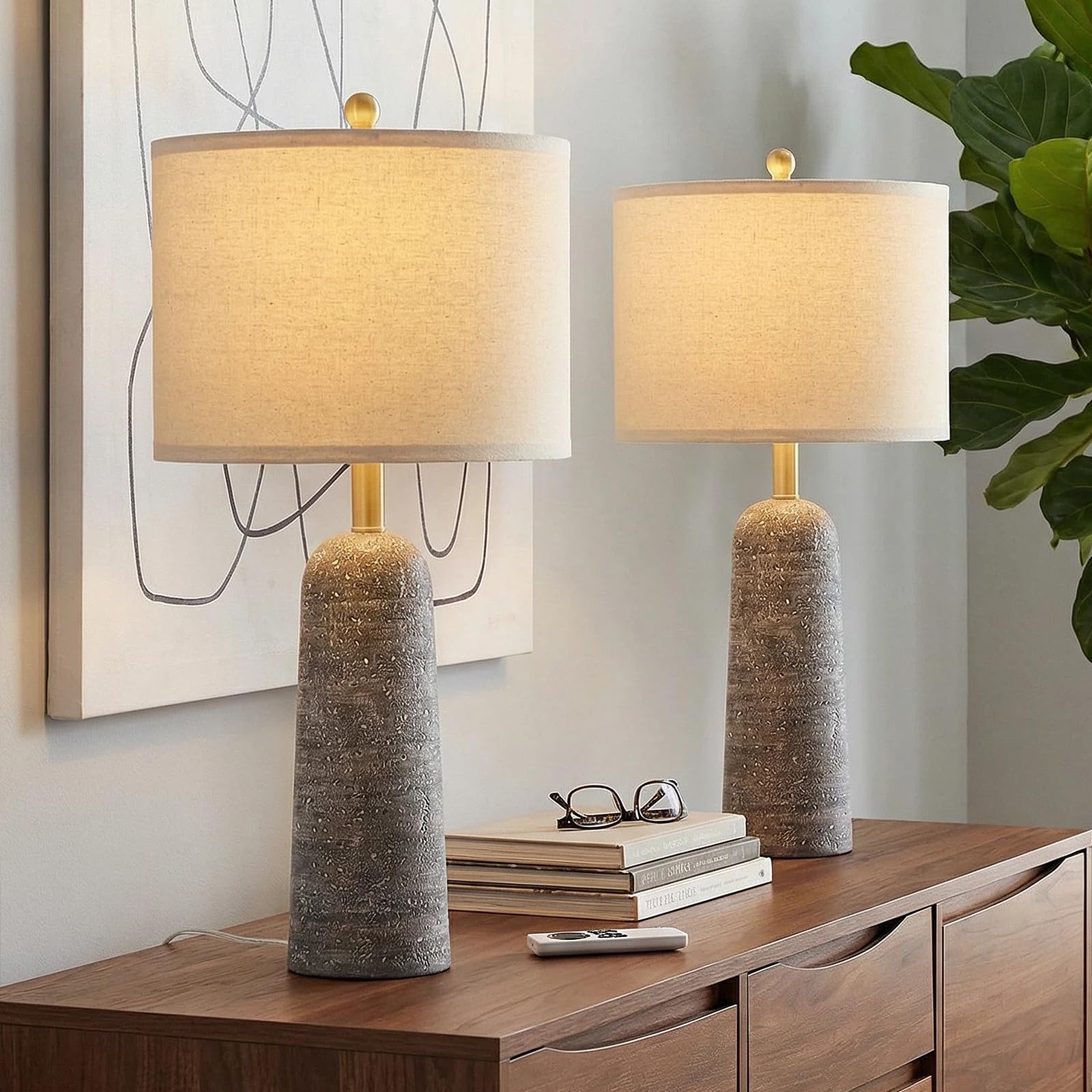 Bobomomo linen shade provides soft ambient glow for bedrooms.