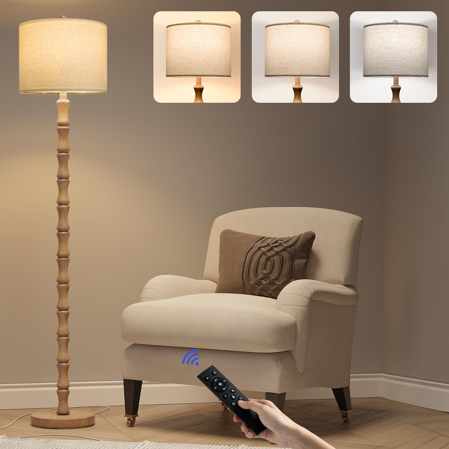 BOBOMOMO 62in rustic floor lamp base with weighted stability for living rooms.