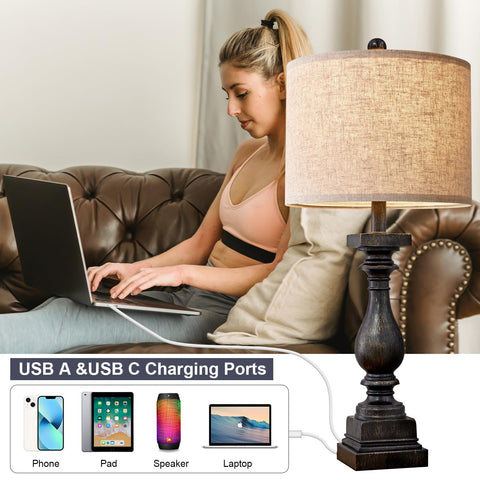 BOBOMOMO bedside lamp on a nightstand creates warm bedroom ambience.