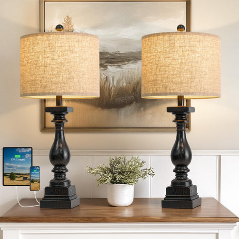 Durable nightstand lamps with classic farmhouse styling