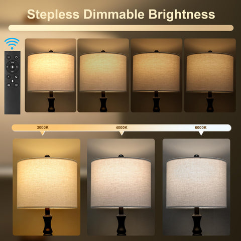 BOBOMOMO linen shade softens light to warm glow.