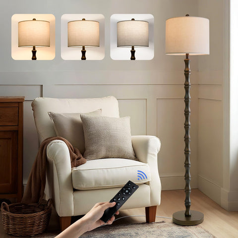 BOBOMOMO rustic resin floor lamp enhances farmhouse interiors.