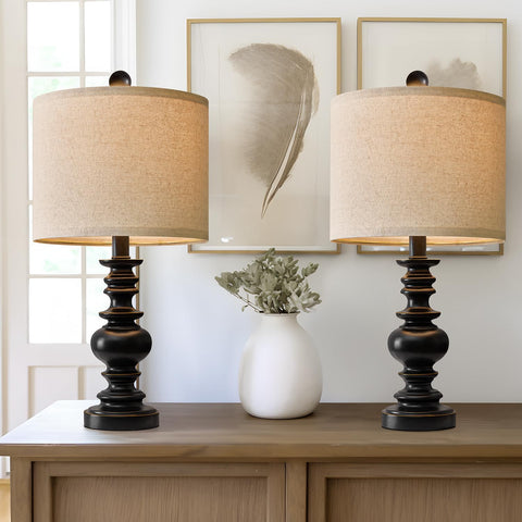Bobomomo table lamp set of 2 in vintage rustic style adds warm ambient light.