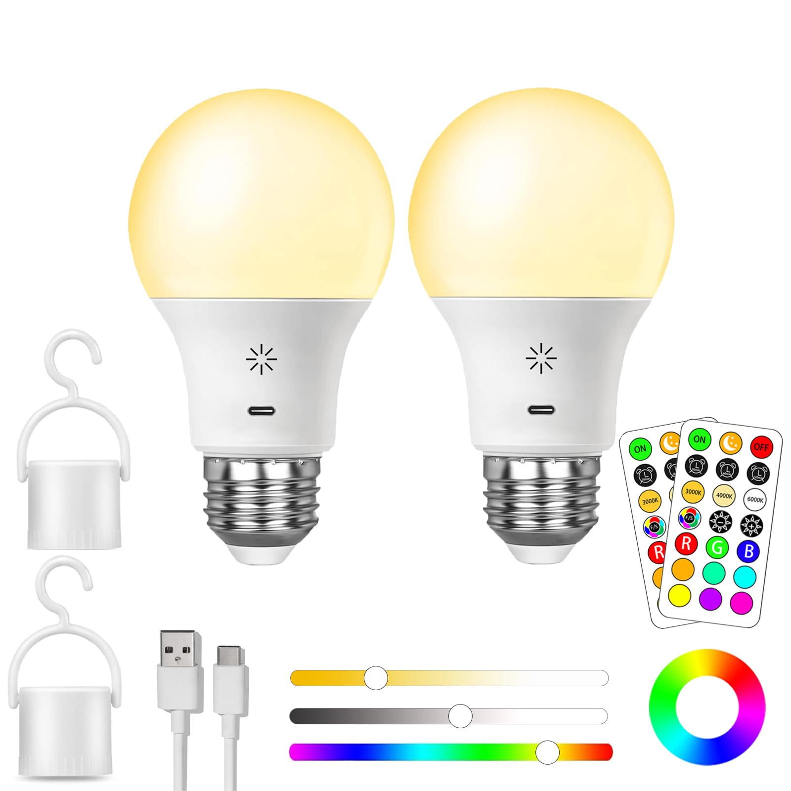 BOBOPAI LED rechargeable light bulb with remote for easy color control.