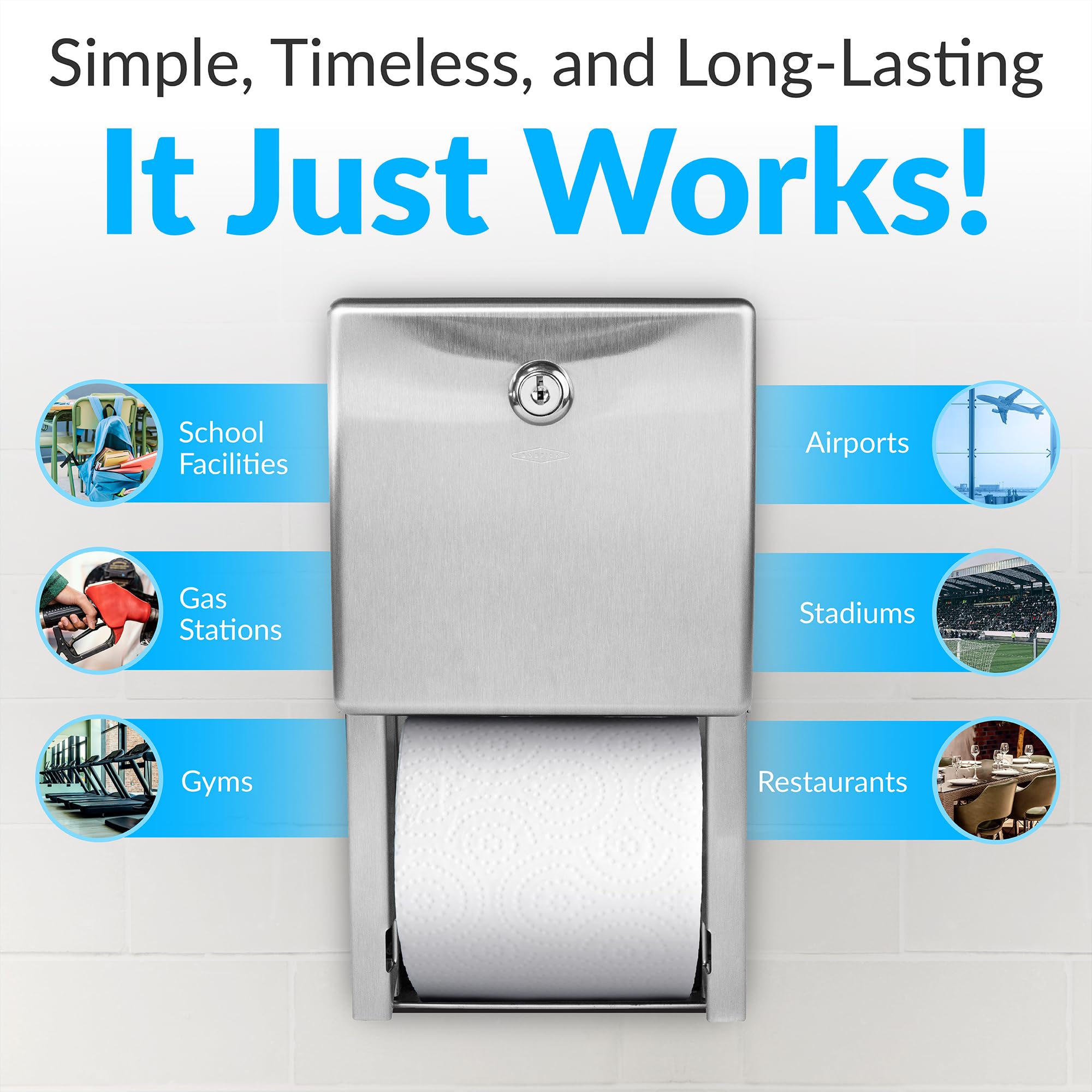 Bobrick B-2888 satin finish detail highlighting durability and modern look.