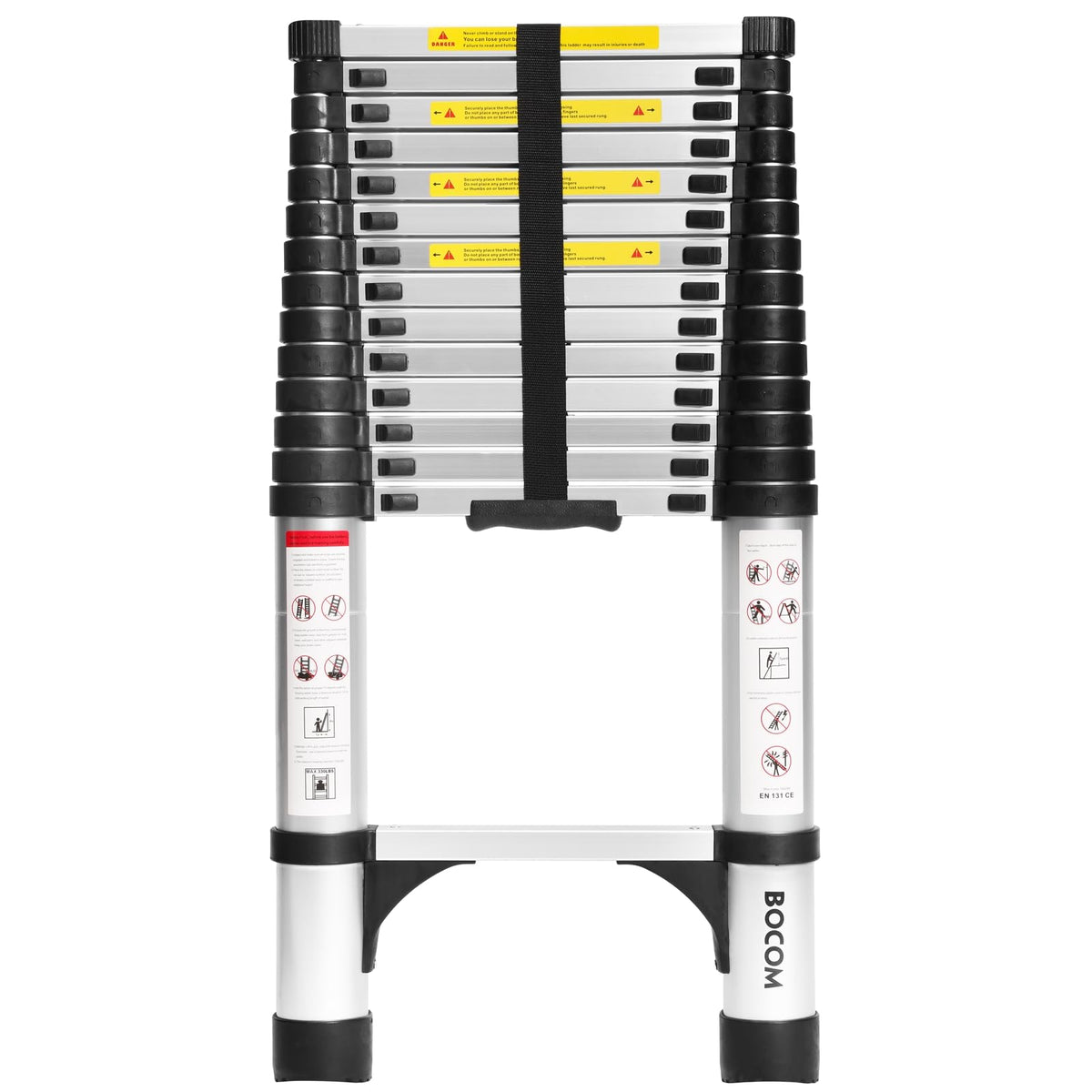 BOCOM 14.5ft aluminum telescoping ladder extended reach for tall shelves