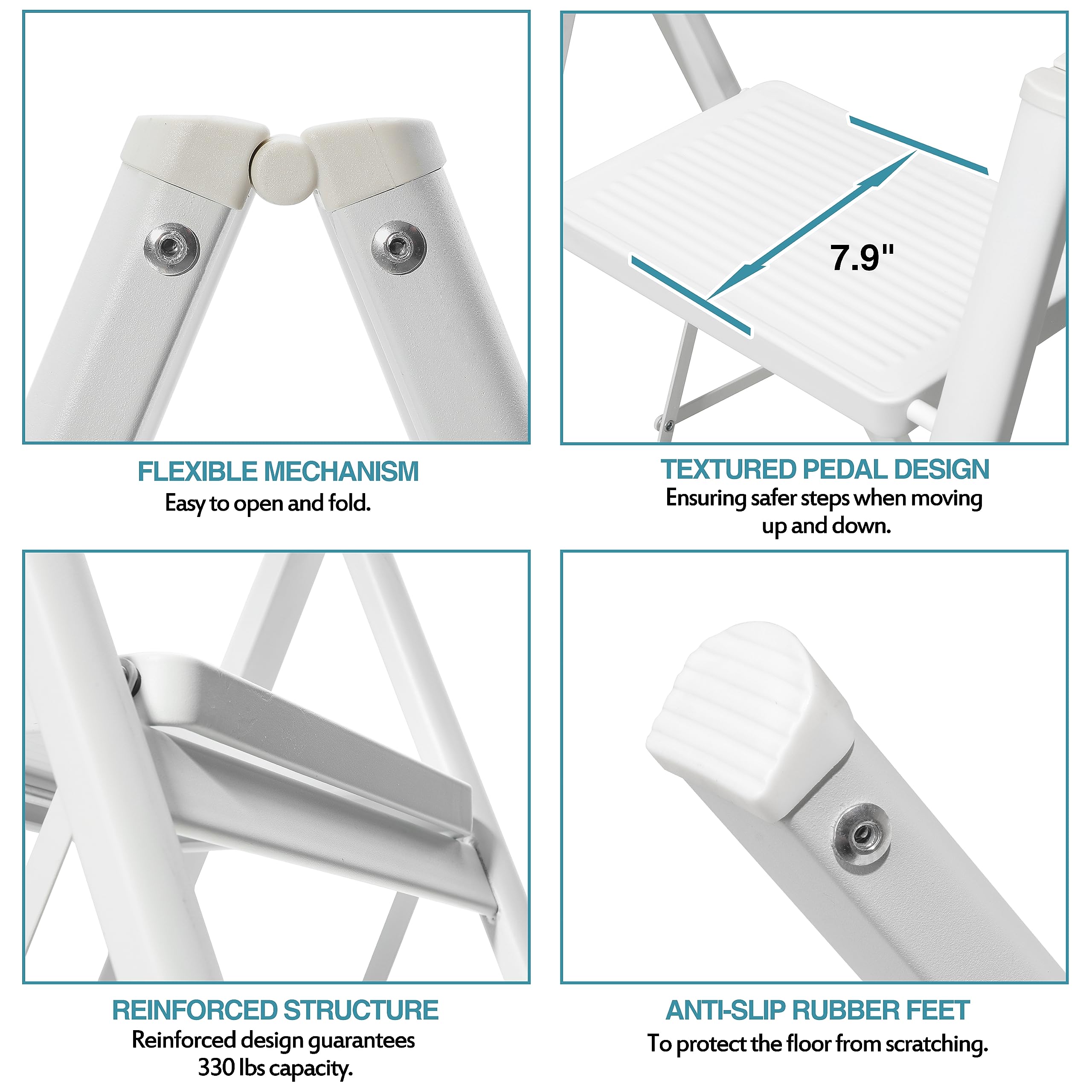 BOCOM 2-step ladder folded compact for easy storage and transport.