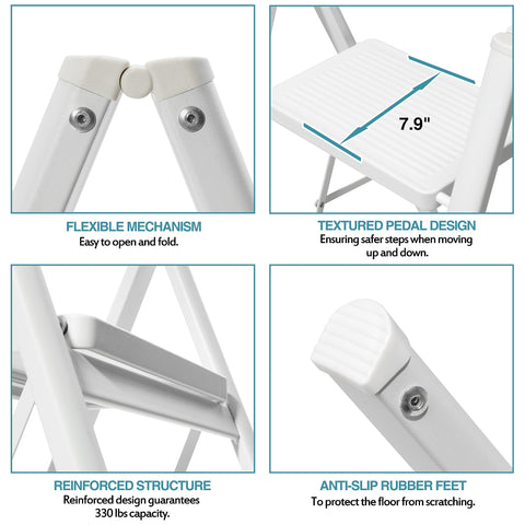 BOCOM 2-step ladder folded compact for easy storage and transport.