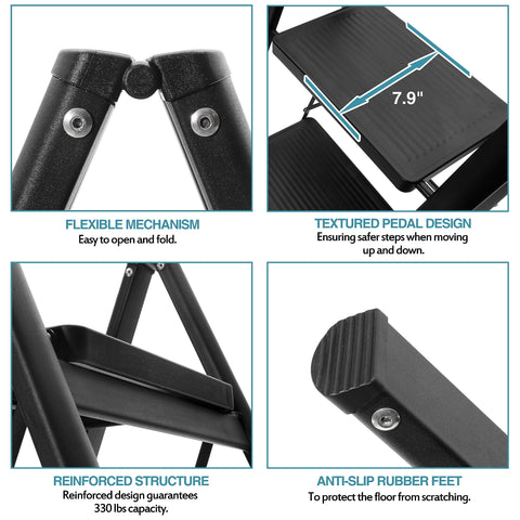 BOCOM 2-step ladder folded compact for easy storage and transport.