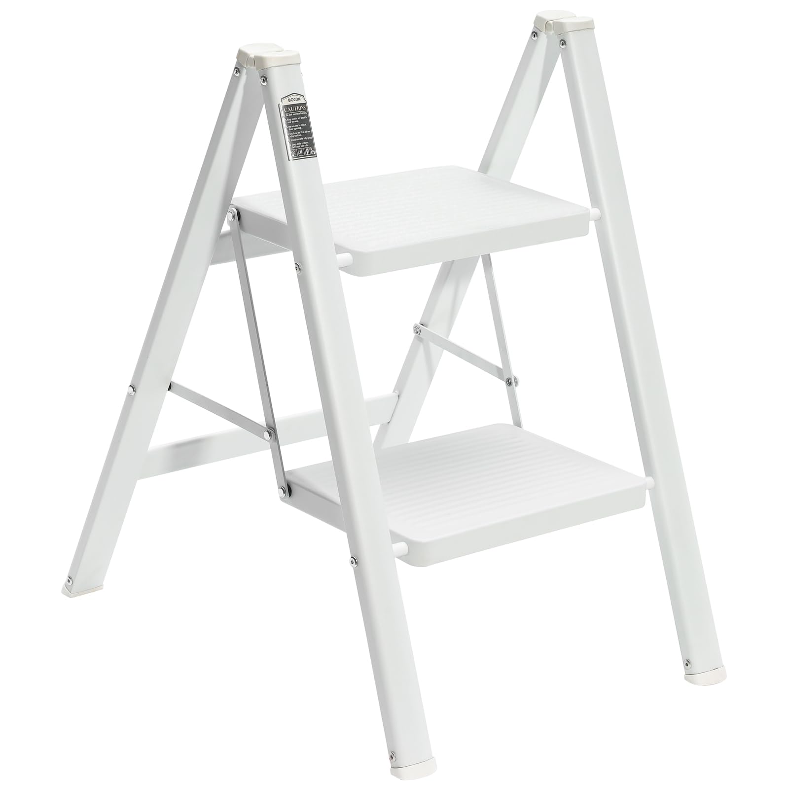 BOCOM 2-step ladder opened for use, showing stable, lightweight performance.