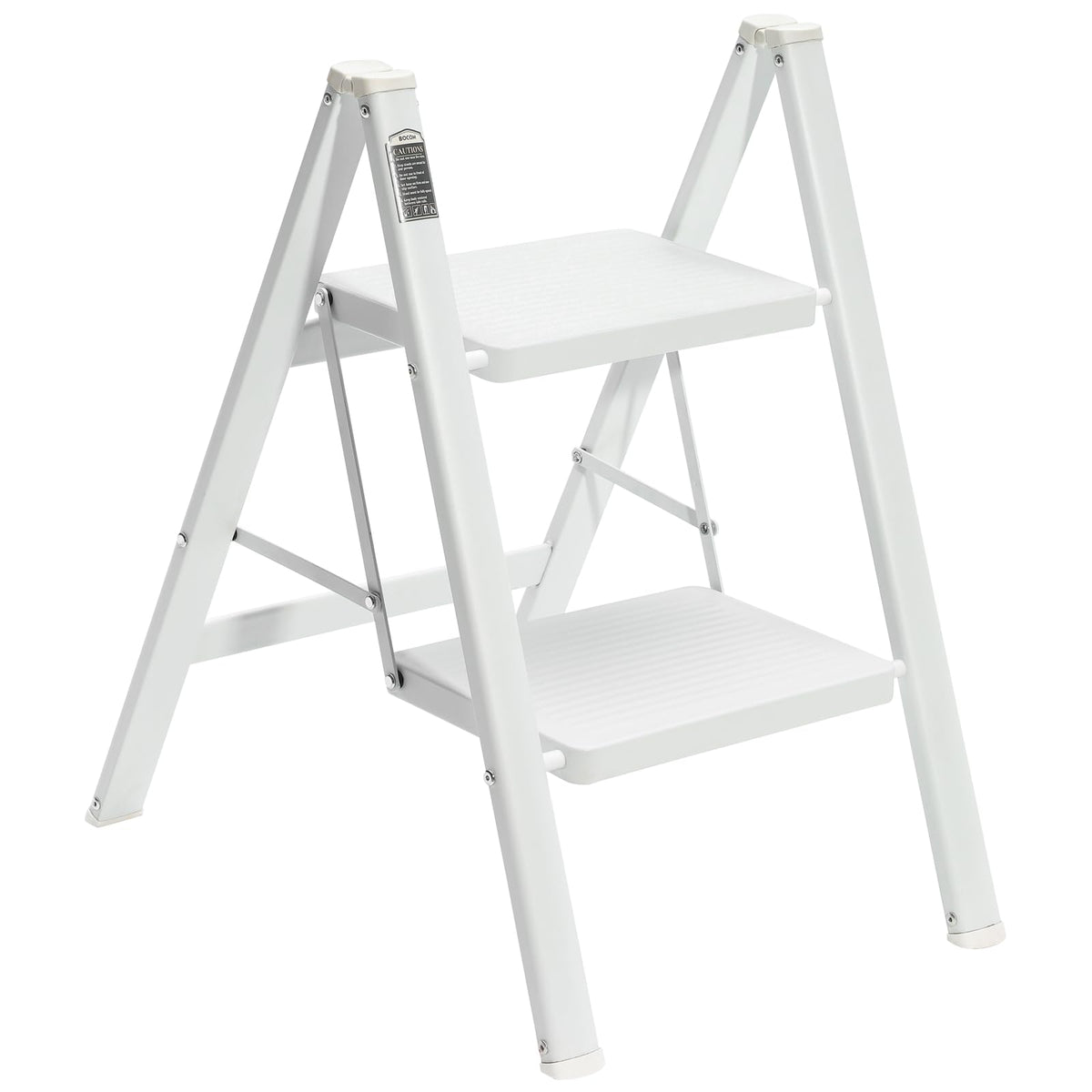 BOCOM 2-step ladder opened for use, showing stable, lightweight performance.
