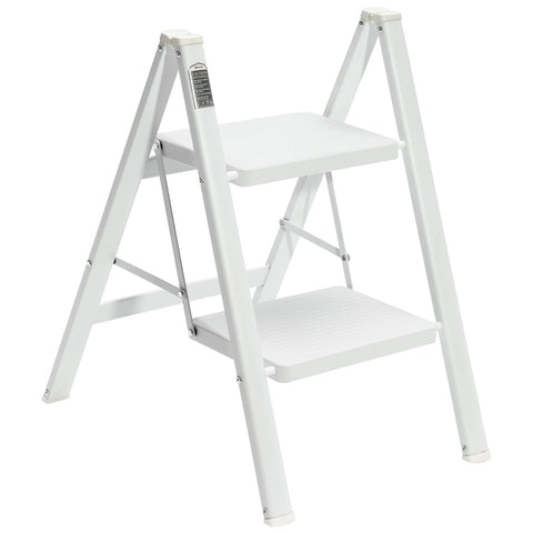 BOCOM 2-step ladder opened for use, showing stable, lightweight performance.