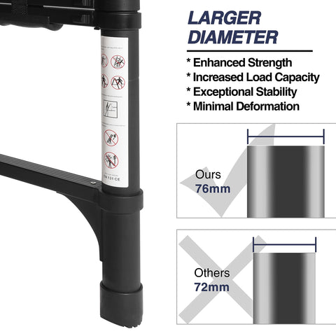 BOCOM ladder with triangle stabilizers boosts stability during climbs