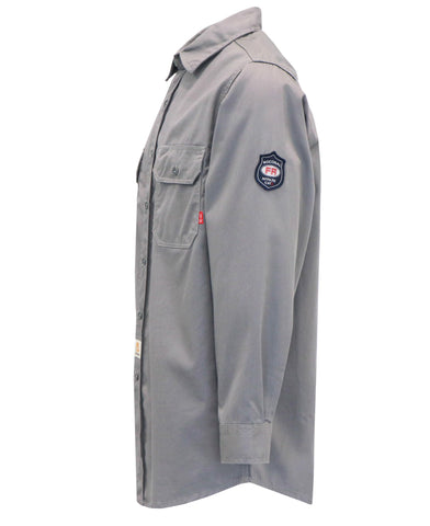 FR buttons and stitching on the BOCOMAL FR welding shirt