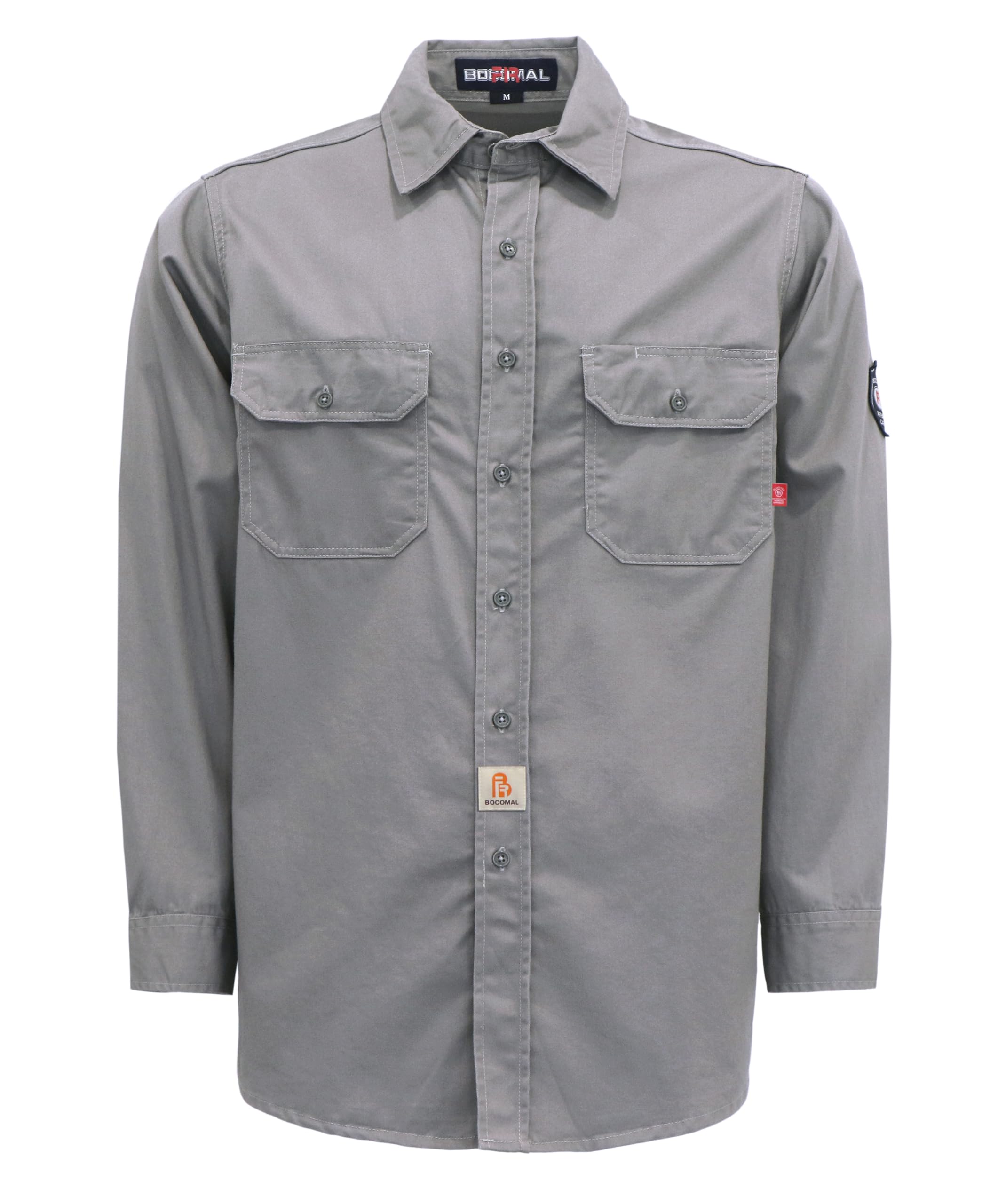 BOCOMAL FR Shirts front view shows lightweight flame-resistant fabric suitable for welding and site work.