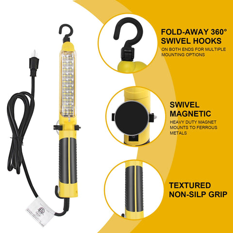 BOCPARTS LED Trouble Light swivel hook for 360 degree mounting versatility