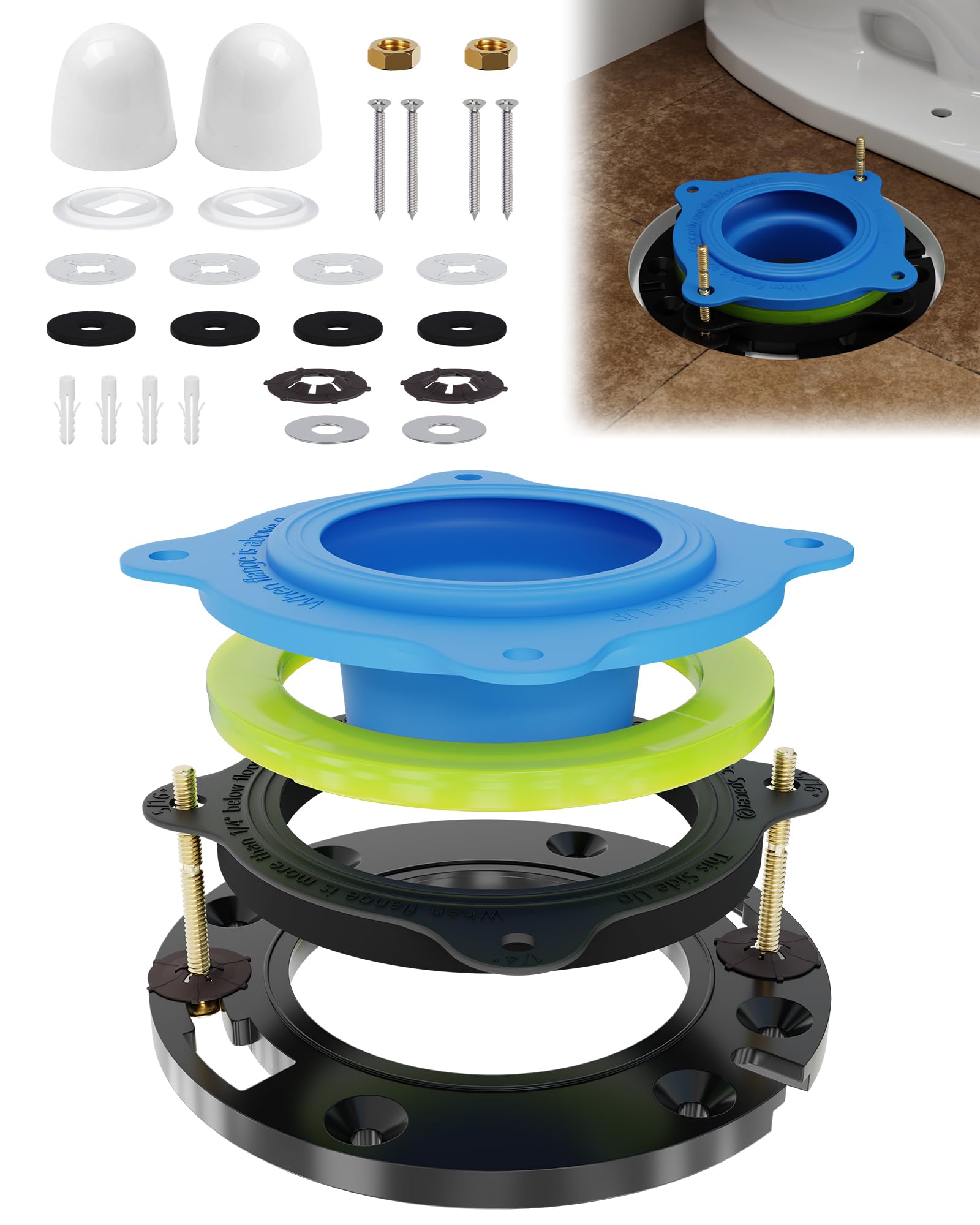 boeemi toilet flange kit with elastic wax seal enables clean, no-mess installations.