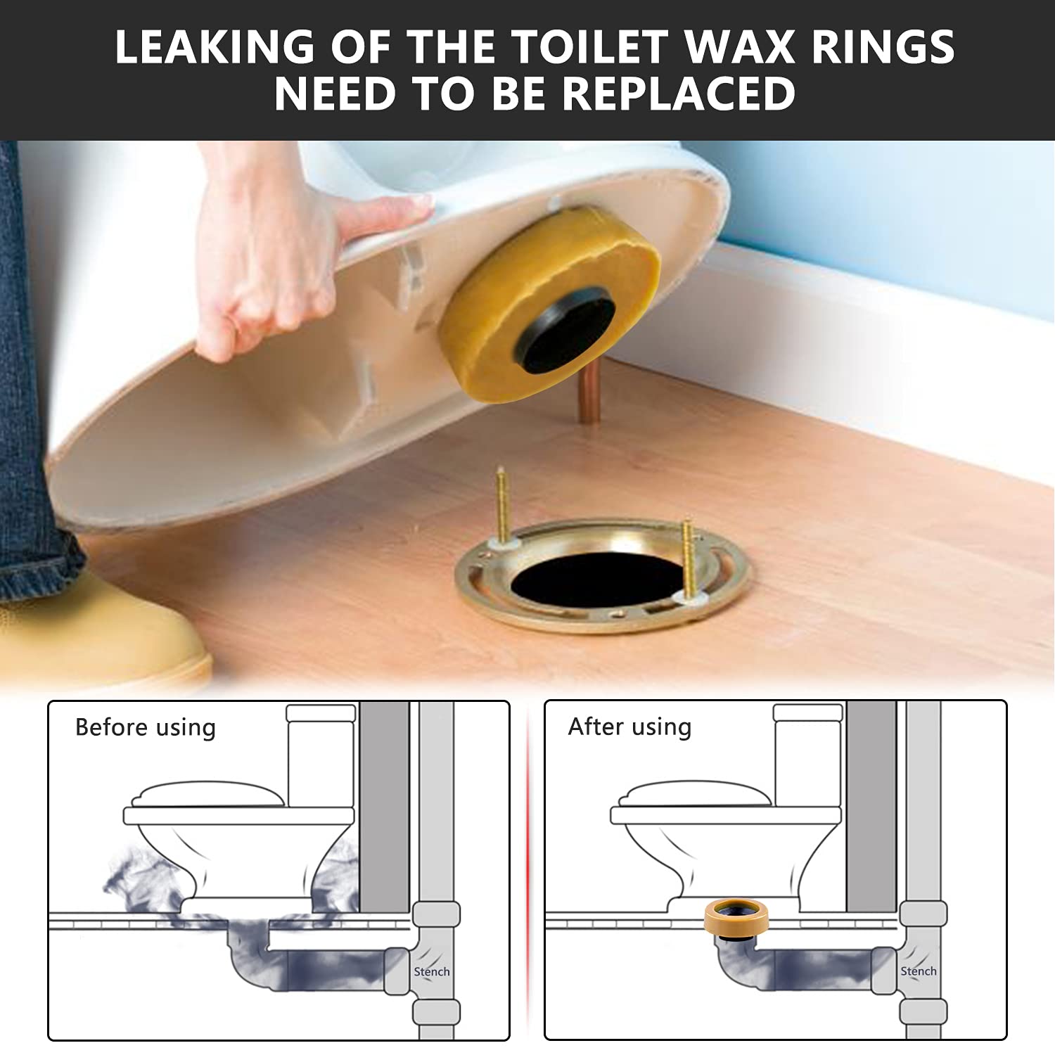 boeemi Wax Ring Brass Bolts Pack with installation hardware.