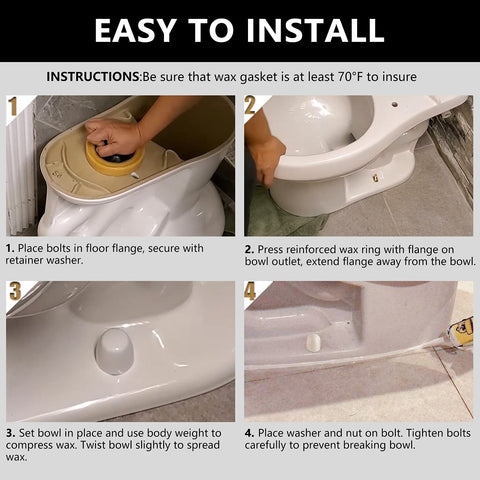 boeemi Wax ring installed on toilet outlet for reliable seal.