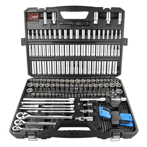Boen 225pcs mechanic tool set in case for organized storage and quick access.