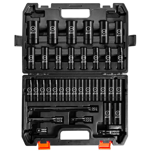 Boen 35-piece deep impact socket set in a case for versatile vehicle maintenance