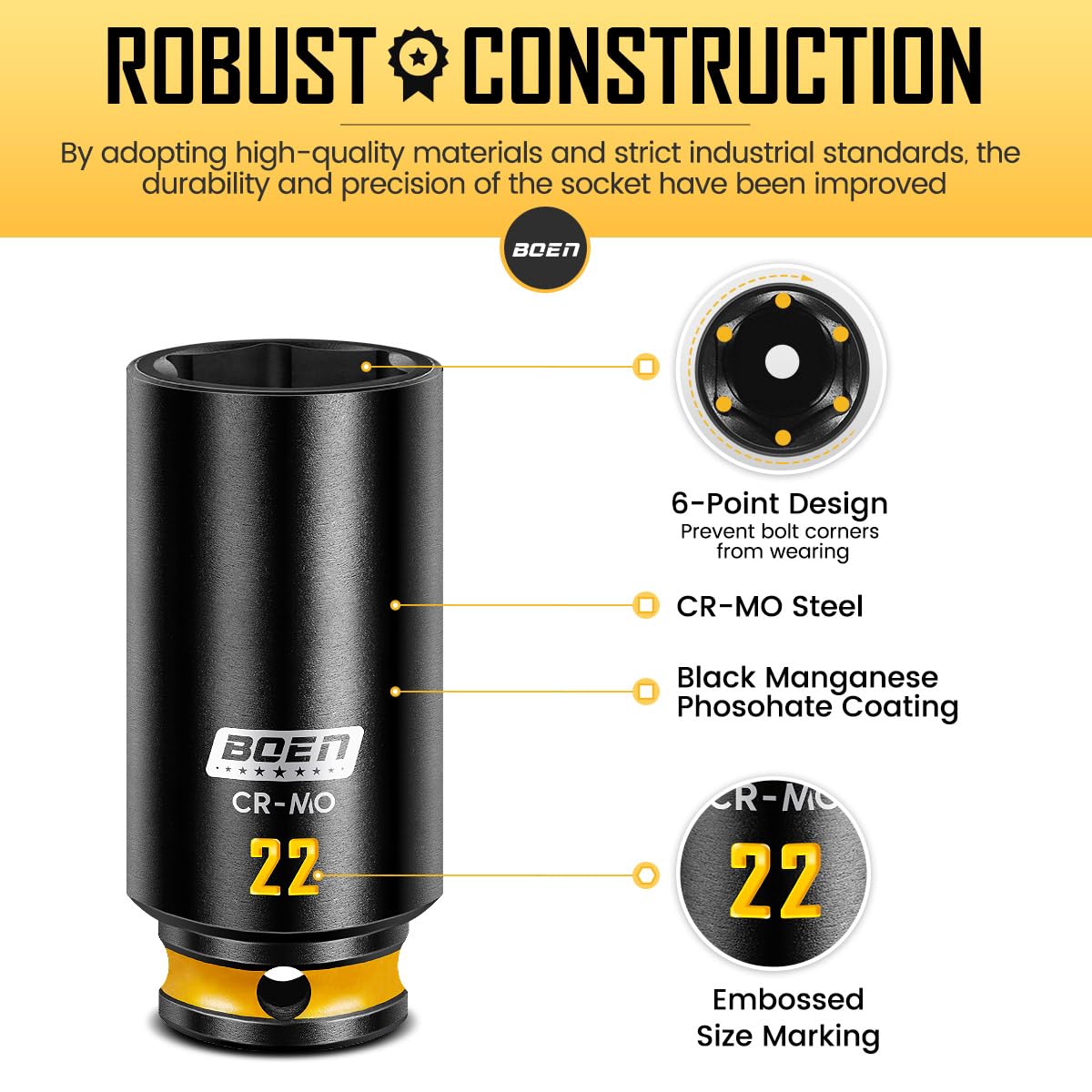 Boen 3/8 drive impact socket set drill socket adapter for drills