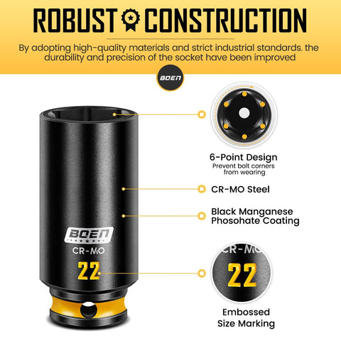 Boen 3/8 drive impact socket set drill socket adapter for drills