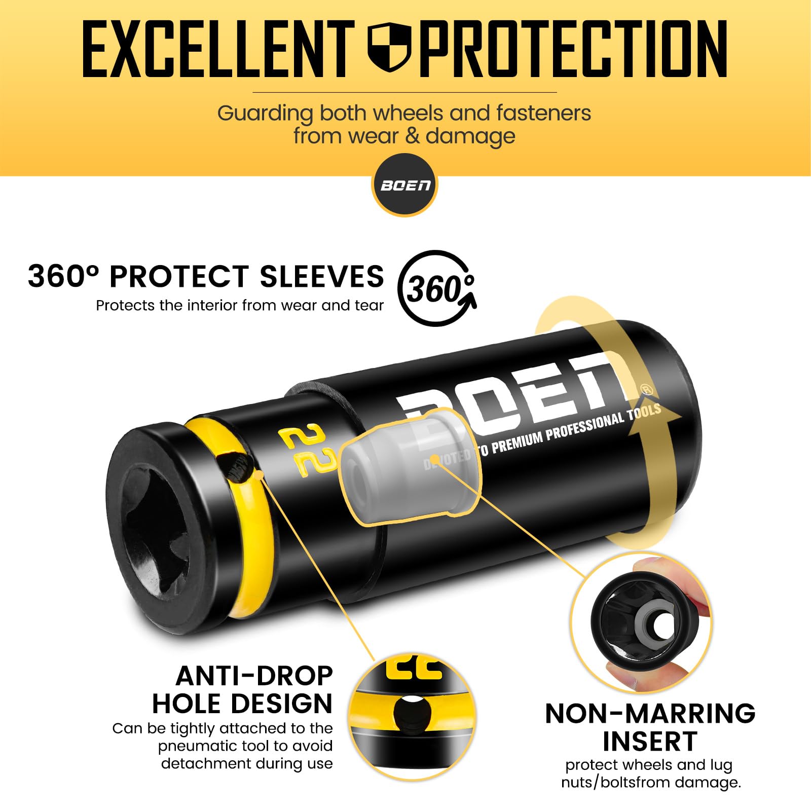 Boen transparent PP case keeps sockets organized and protected.