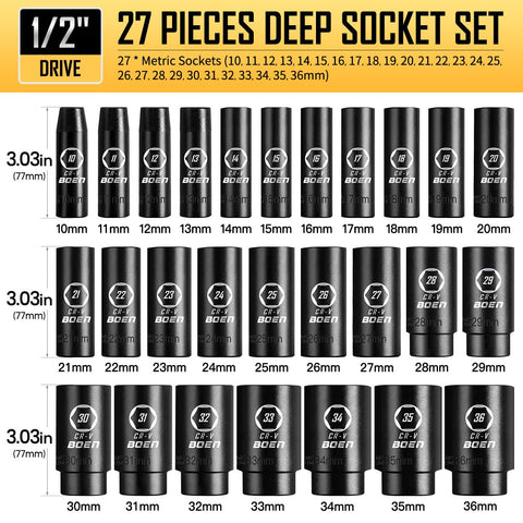 boen cr-v steel metric sockets deliver durability for lug nut removal and bike repairs