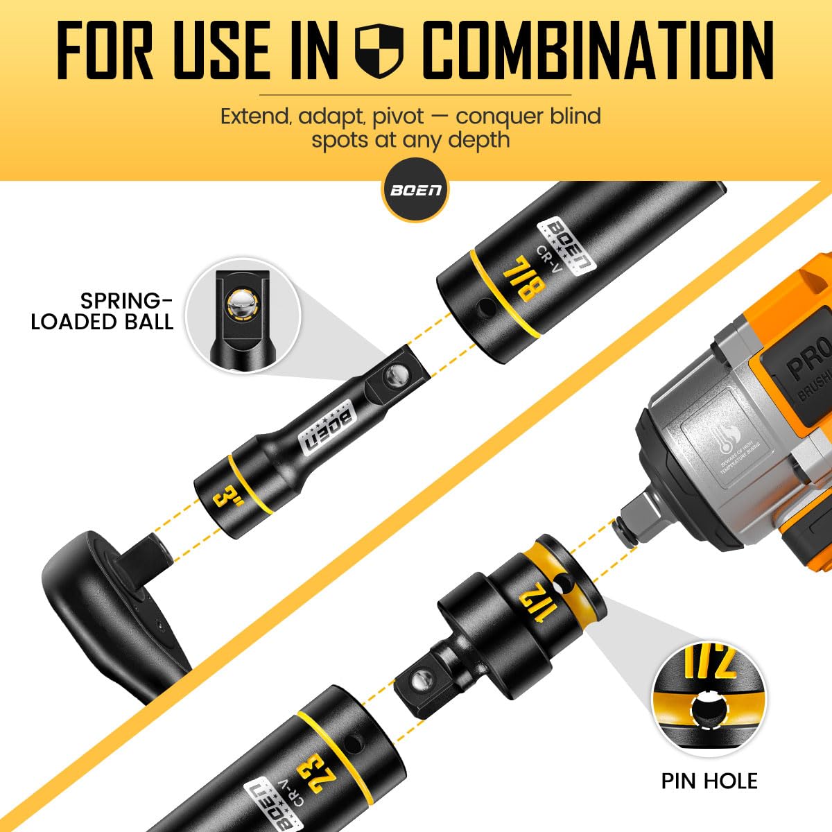 Boen deep and shallow sockets cover a wide range of sizes.