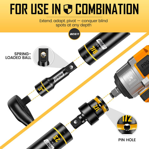 Boen deep and shallow sockets cover a wide range of sizes.