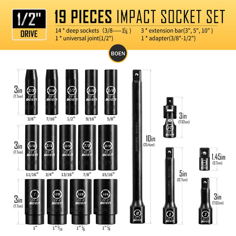 Boen 3/8 to 1-1/4 inch sizes for versatile torque handling