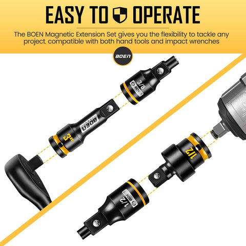 Boen magnetic heads keep nuts and bolts from dropping during repairs
