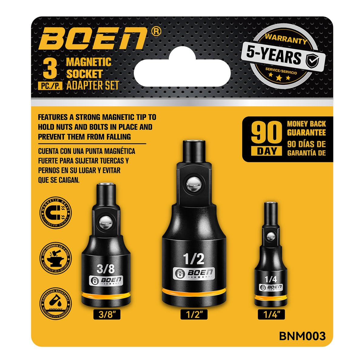 Boen magnetic socket extension set showing all sizes for versatile repairs