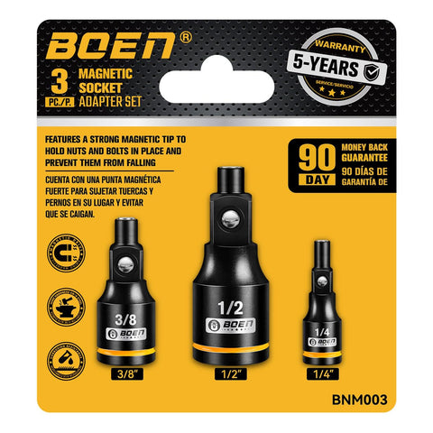 Boen magnetic socket extension set showing all sizes for versatile repairs