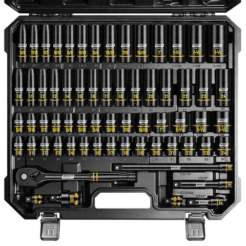 Boen socket set with case and ratchet for quick on-site organization.