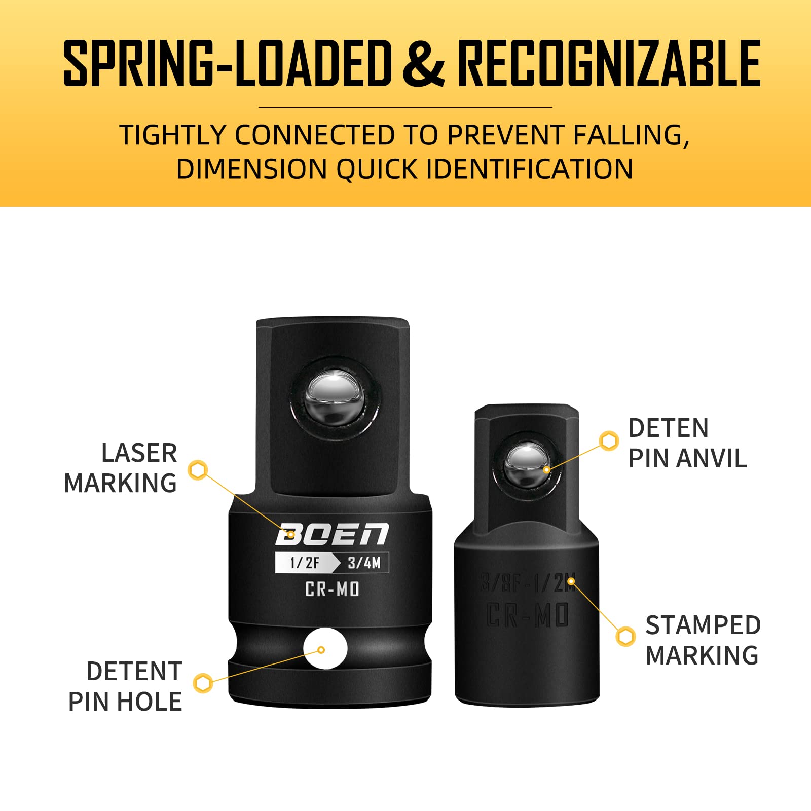 BOEN spring loaded ball brake locks sockets securely in place