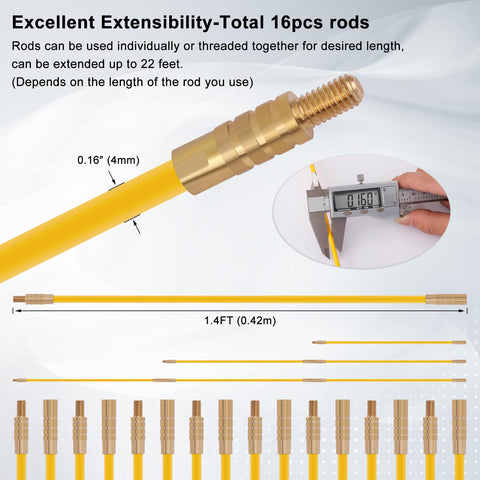 Boeray glow rods extended to reach long runs through tight spaces.