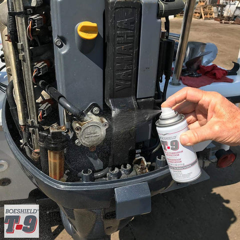 Boeshield T-9 applied to electrical connectors displaces moisture safely.