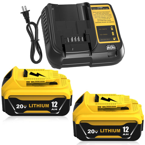 Boetpcr 12000mAh Dewalt 20V battery front view for extended runtime