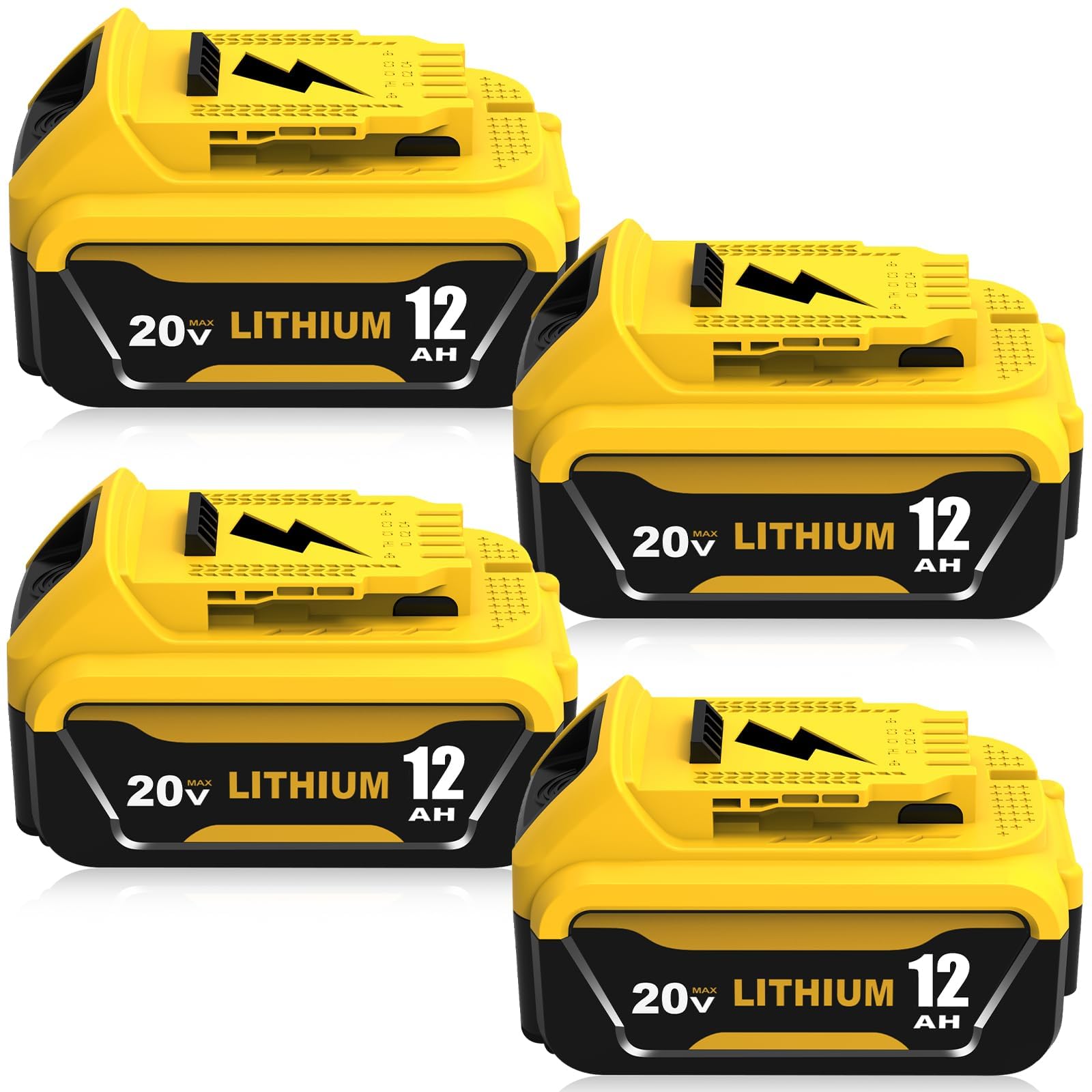 Boetpcr Dewalt 20V replacement battery 4-pack front view for extended runtime.