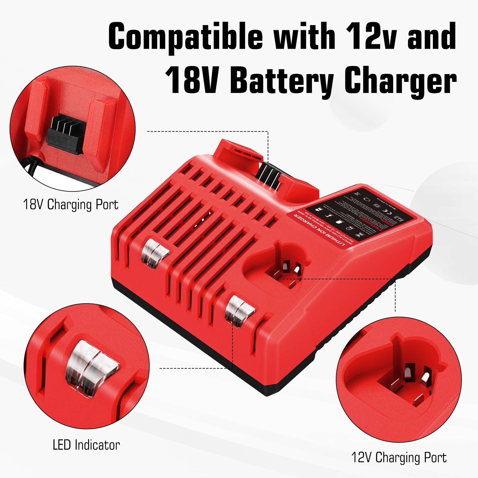 Boetpcr Milwaukee 18V battery charger with wide input range