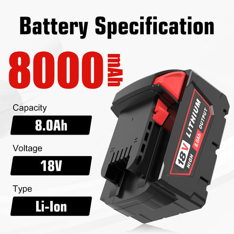 Boetpcr Milwaukee 18V battery side view showing rugged build