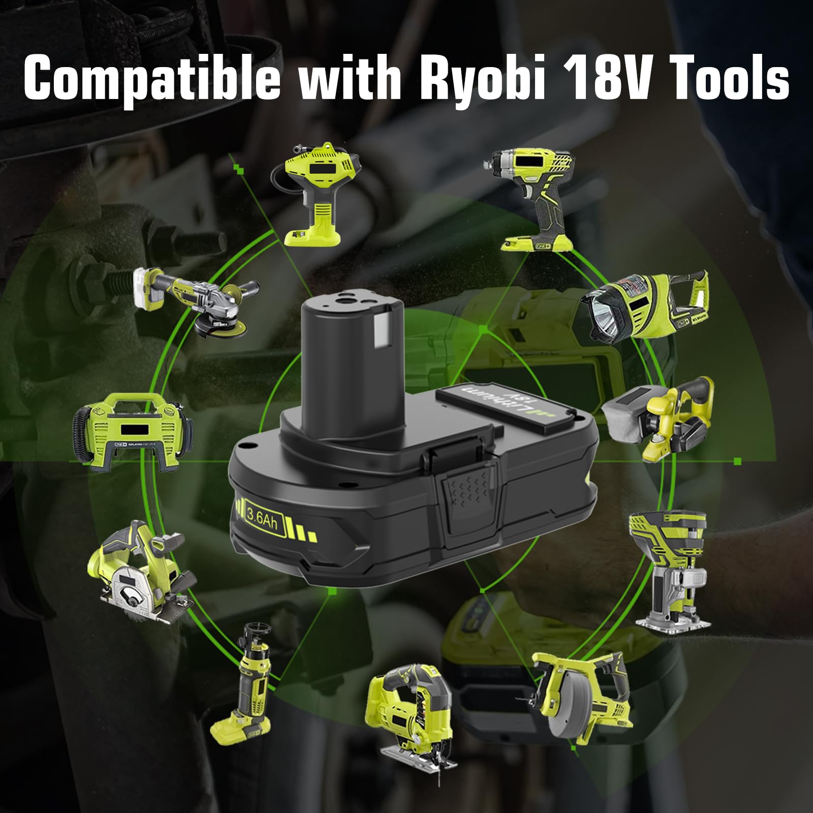 Boetpcr Ryobi 18V 3600mAh charging scene for fast top-ups