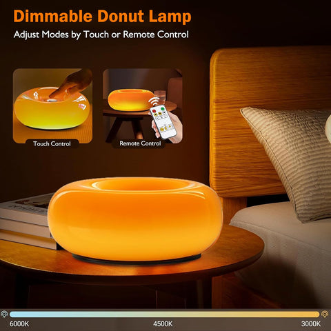 Living room ambience with Bofea orange donut lamp as decorative light